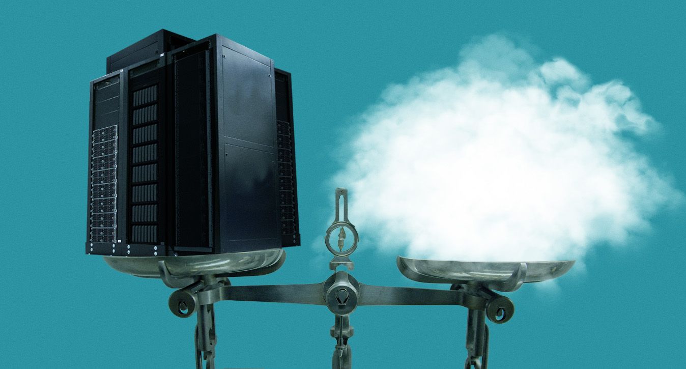 Illustration of weighing up cloud computing