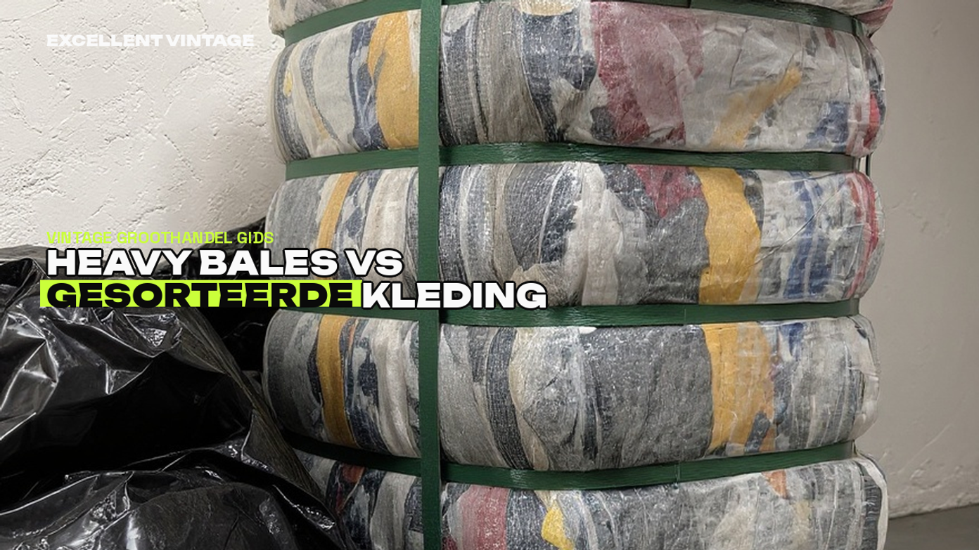 Geperste heavy bale tweedehands kleding bij Excellent Vintage in Bovenkarspel
