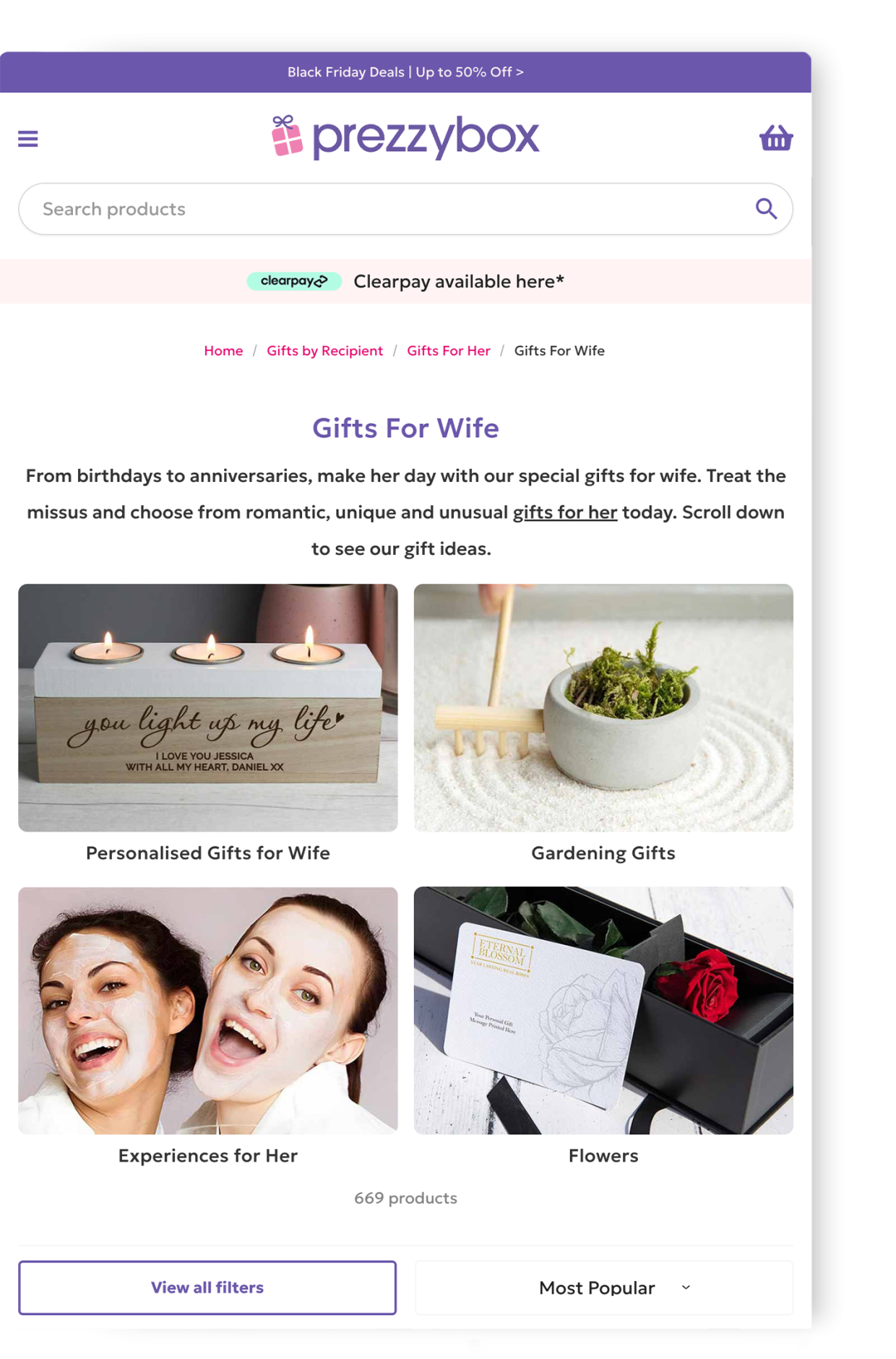 Prezzybox webpage