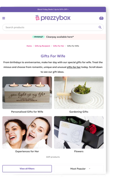 Prezzybox webpage