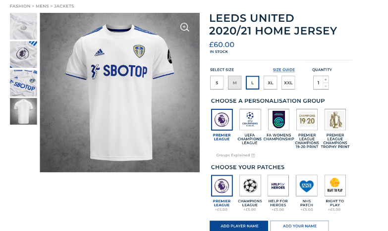 Leeds United product page