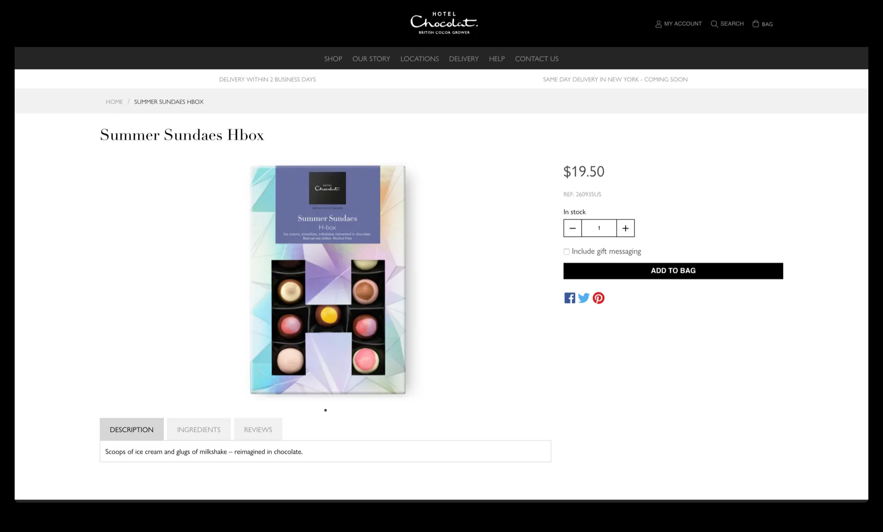 Hotel Chocolat Web Page