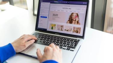 Online shopping on a laptop