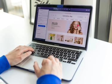 Online shopping on a laptop