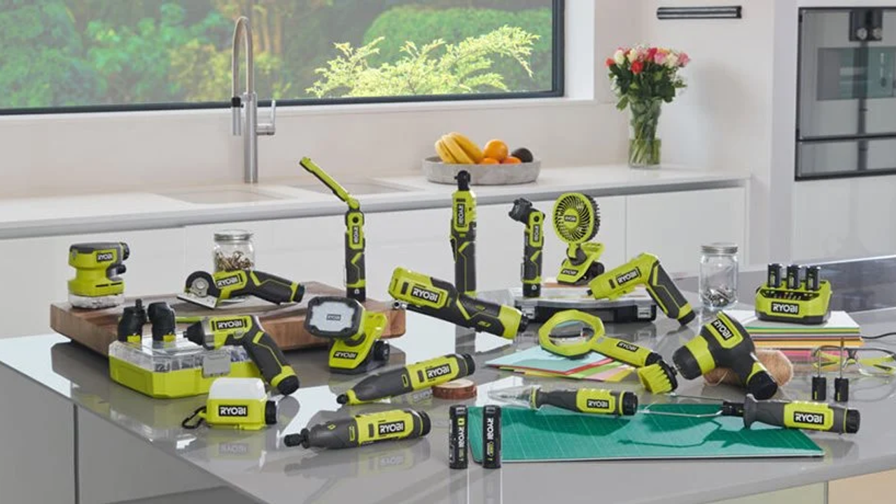 Ryobi tools on work surface