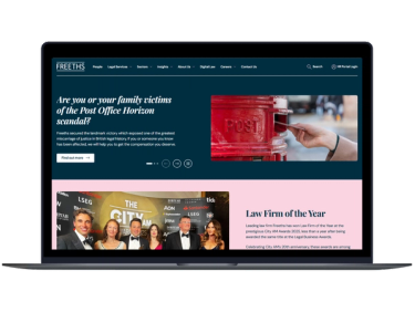 Desktop screenshot of Freeths homepage