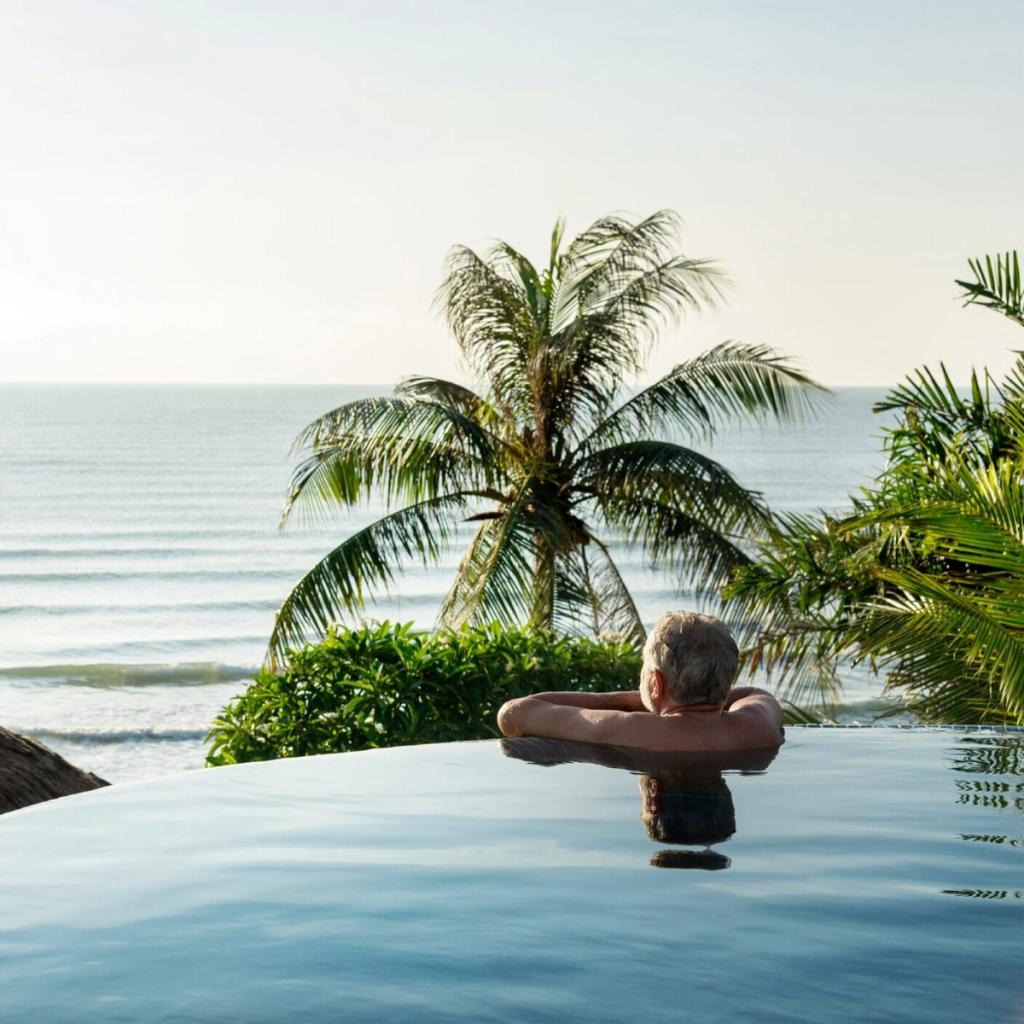Infinity pool and palm trees