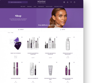 Nouveau Lashes web page