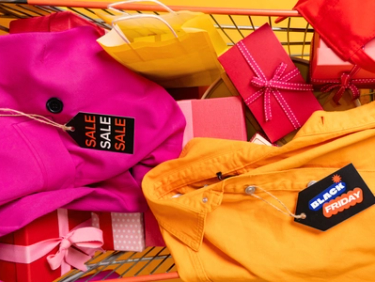 Clothes and gifts in Black Friday sale