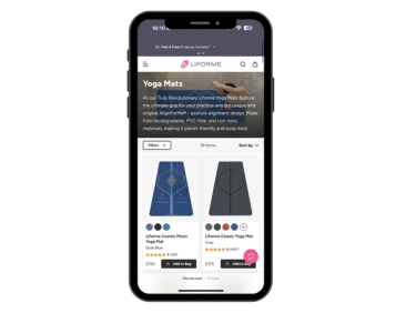 Mobile phone screenshot of Liforme's Yoga Mat's