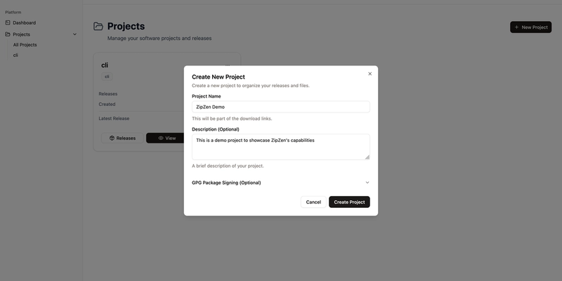 Create Project Modal
