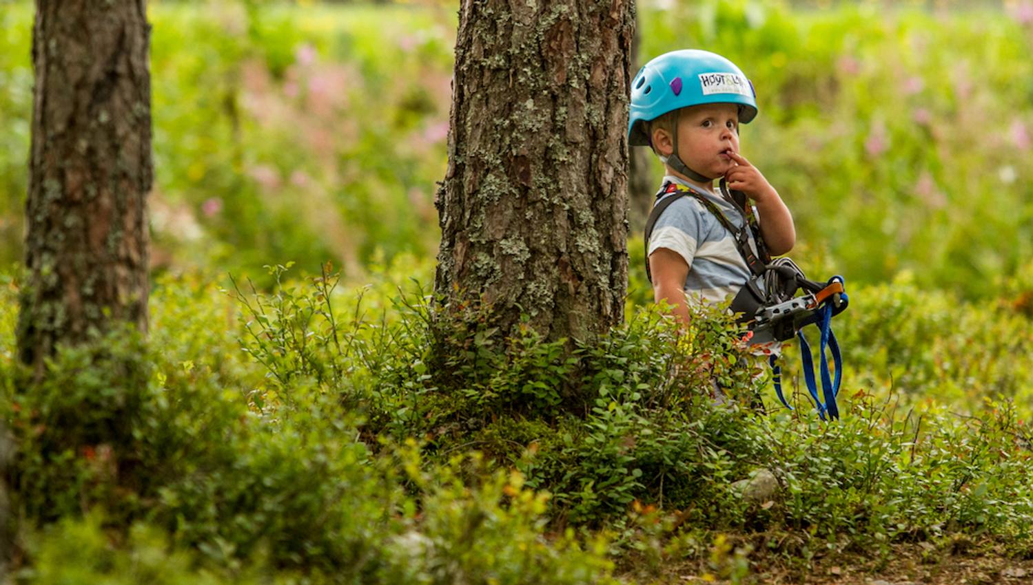 little boy at the climbing park High and Low in Bø in Telemark