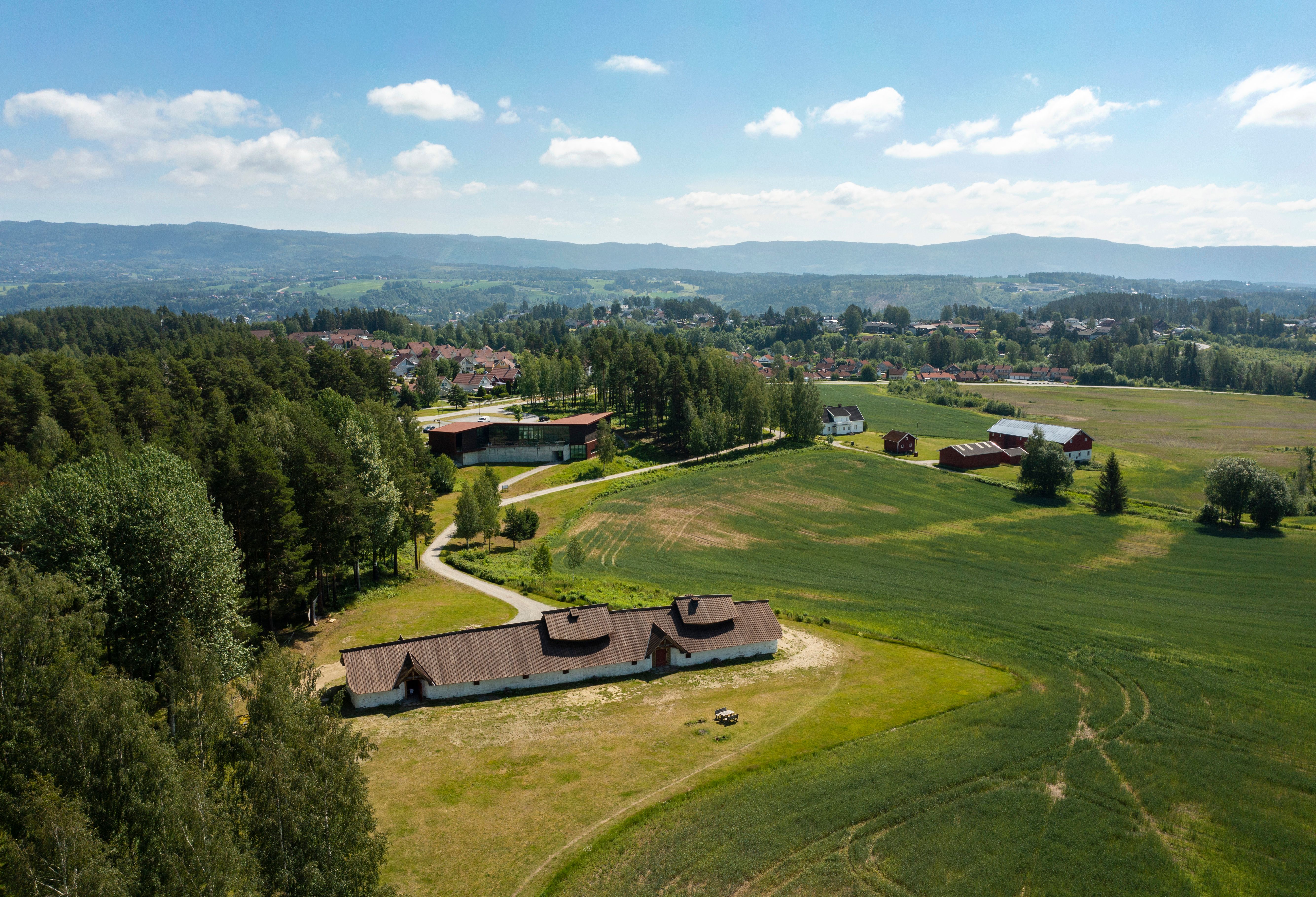 Veien Kulturminnepark, dronebilde, Hønefoss