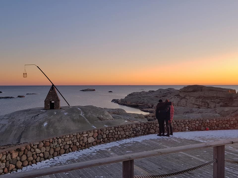 Verdens Ende med vippefyret og solnedgang