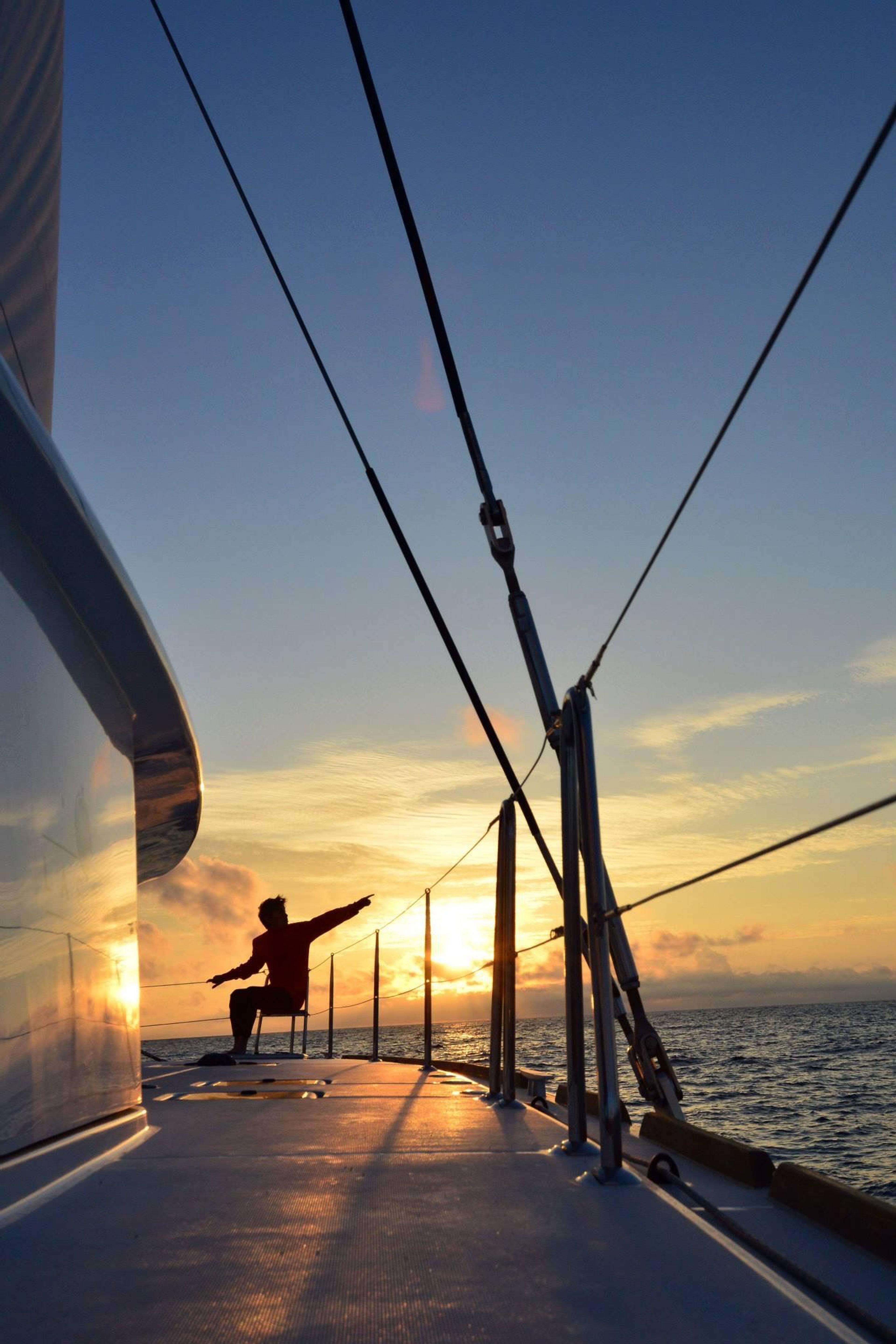Guest in the midnightsun on sailboat