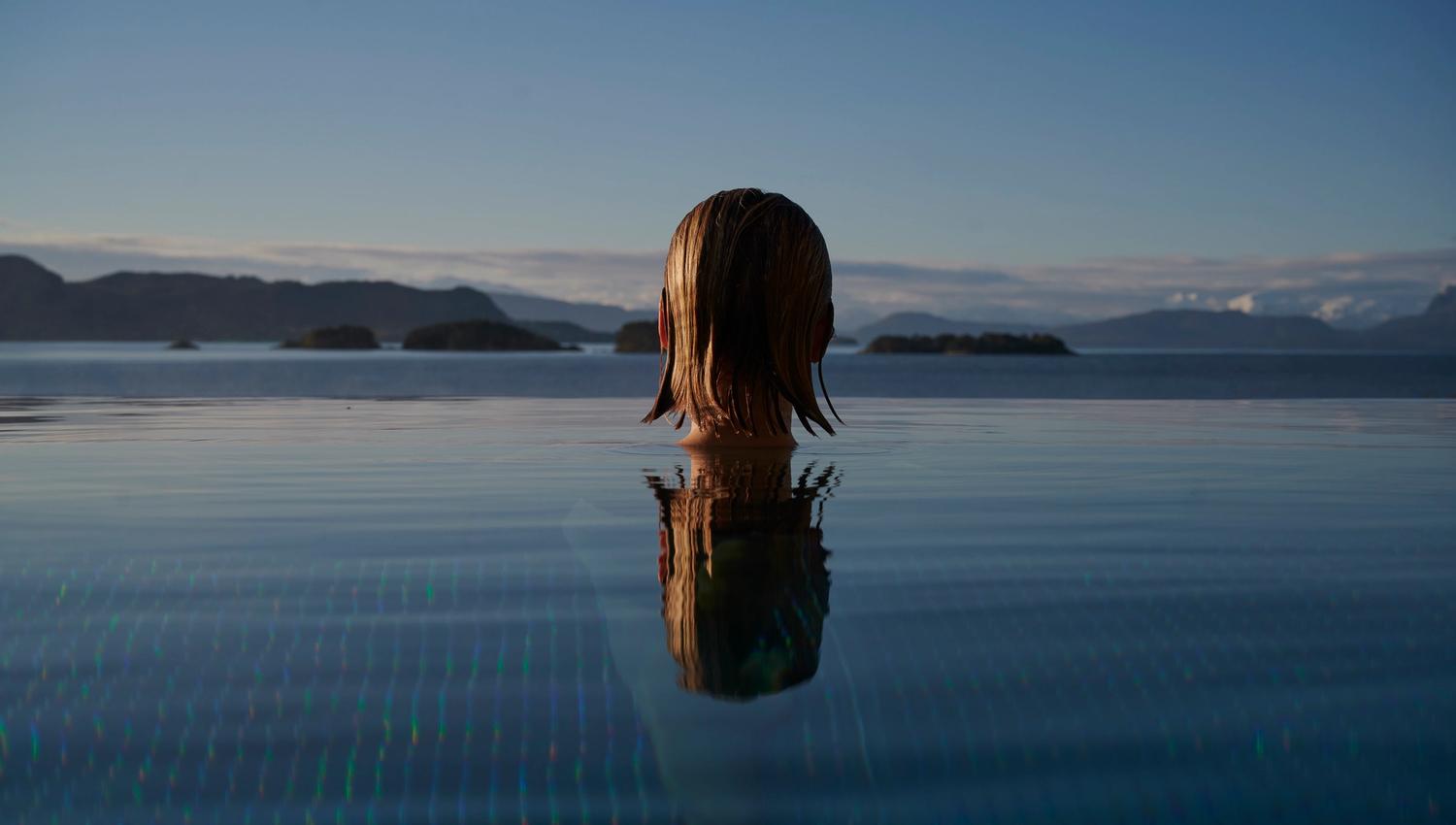 Outdoor pool with infinity line