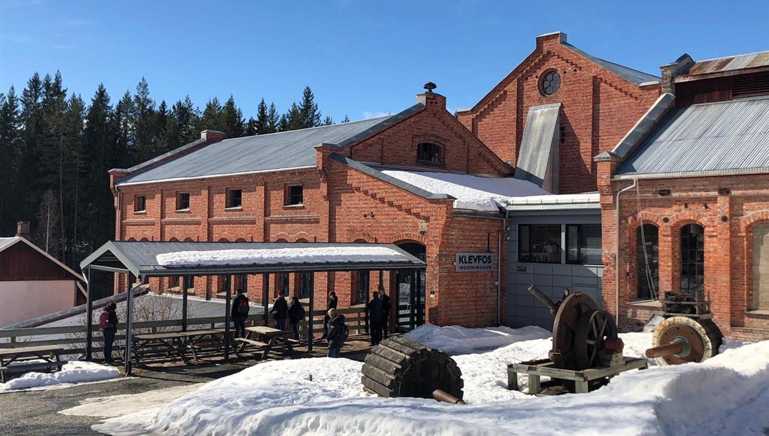 Klevfos industrimuseum om vinteren