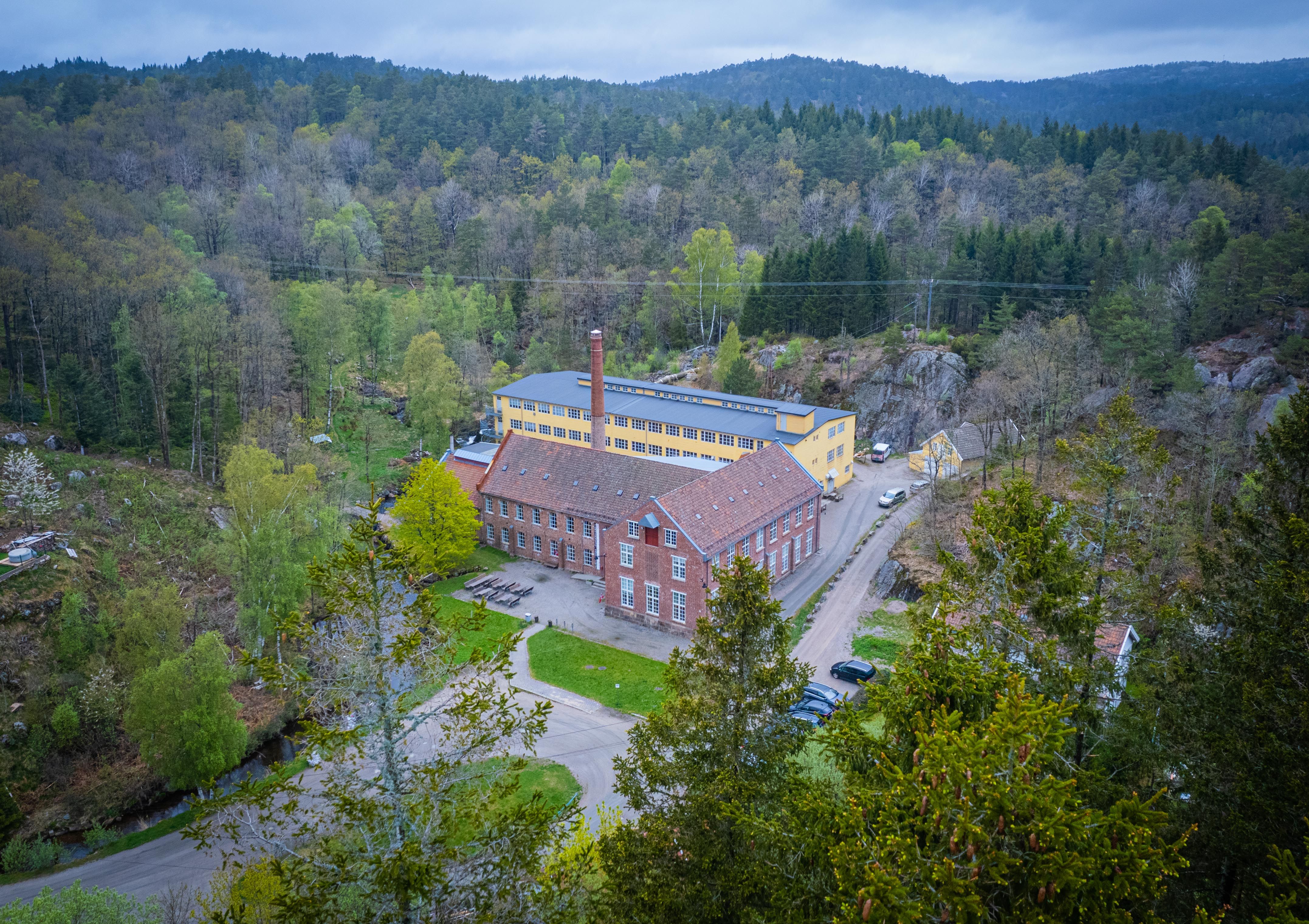 The building of the wool factory, drone view