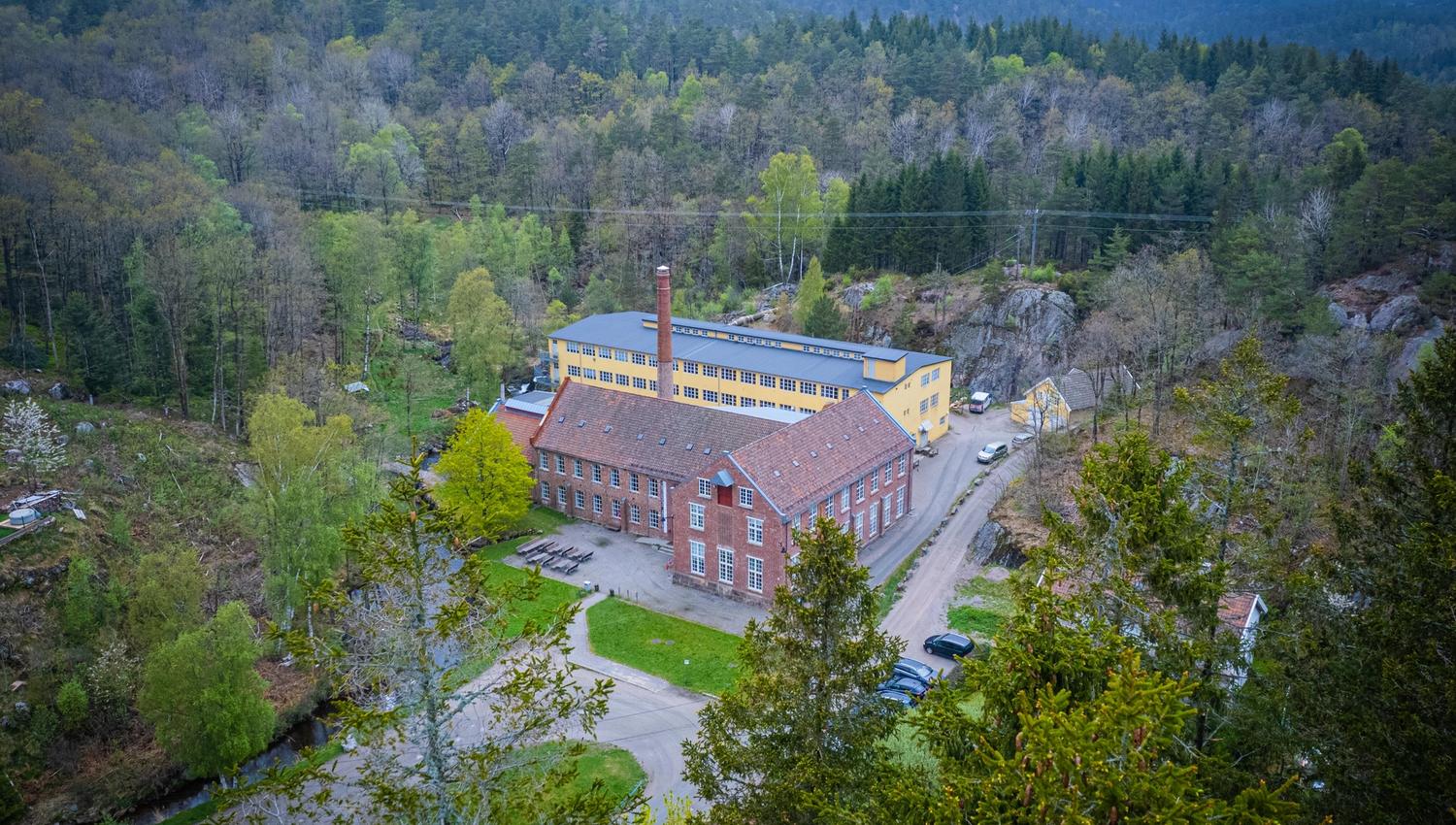 The building of the wool factory, drone view