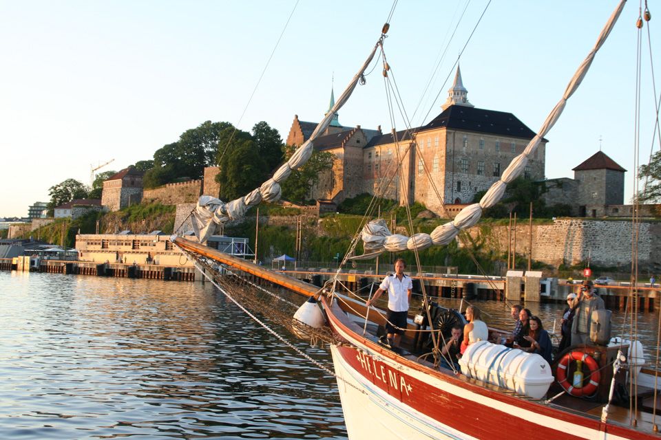 MS Helena in evening sun, Akershus Fortress in the background.