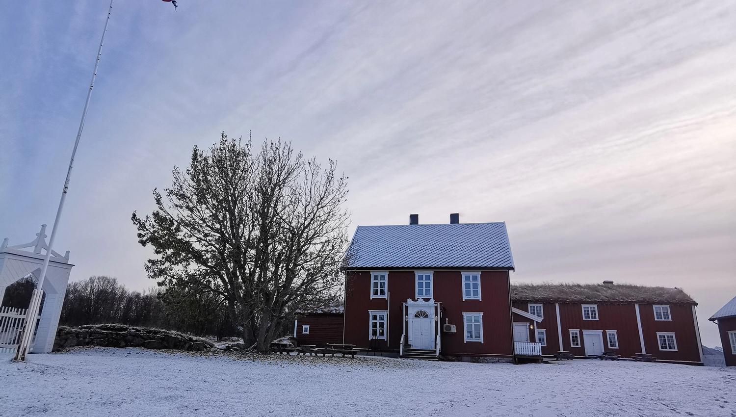 winter picture with traditional houses