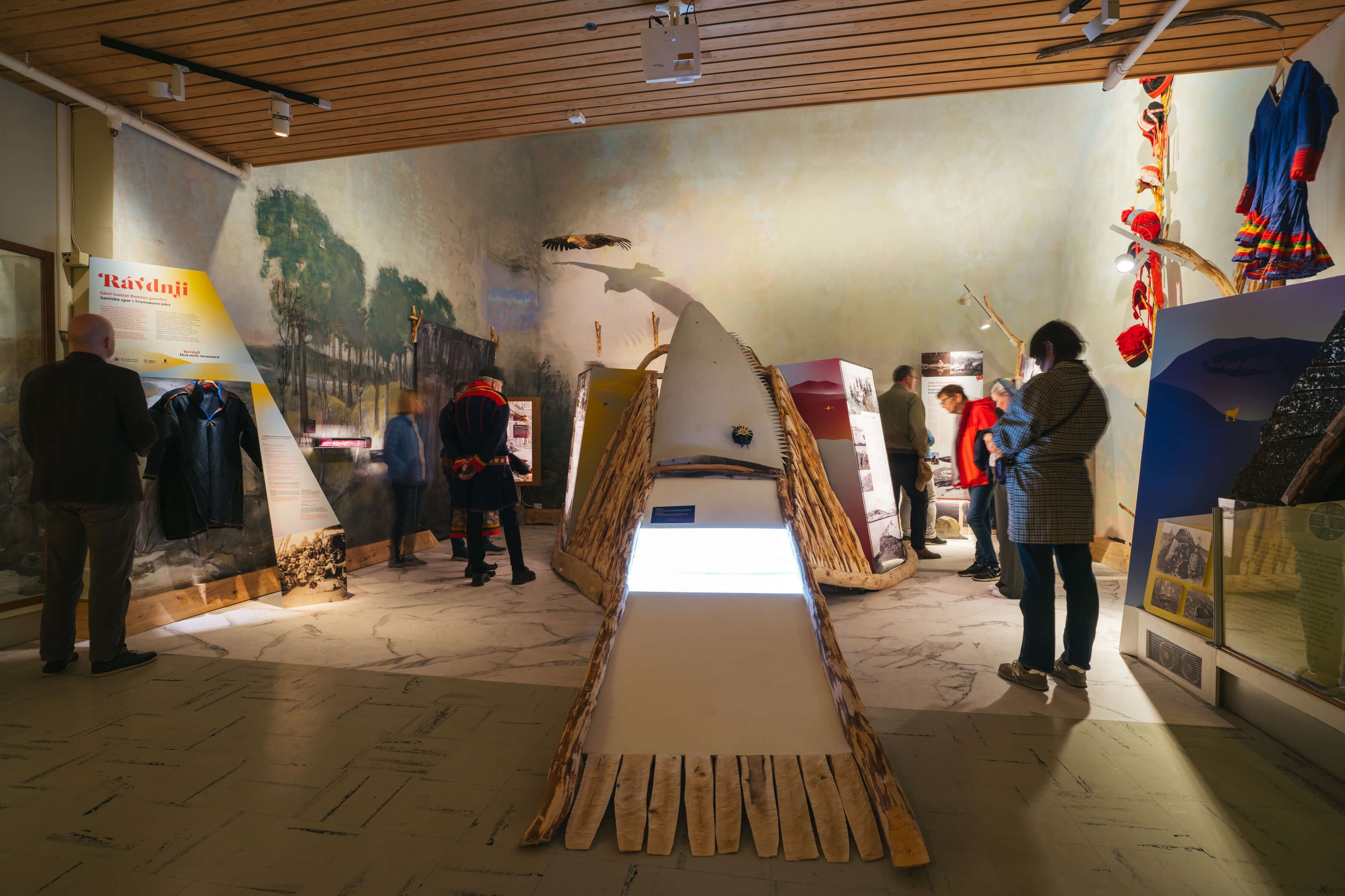 The group exploring the exhibition