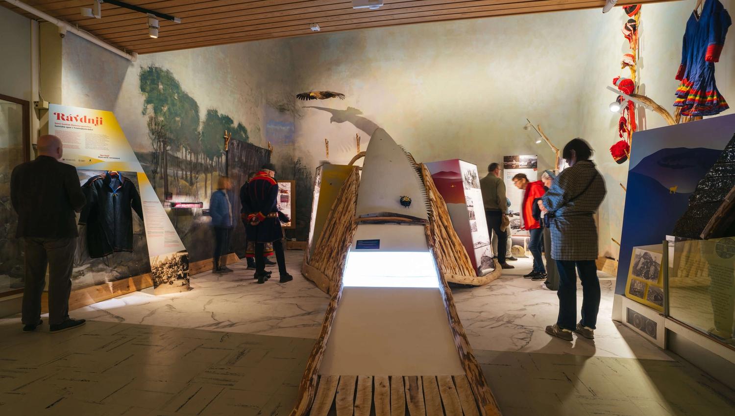 The group exploring the exhibition