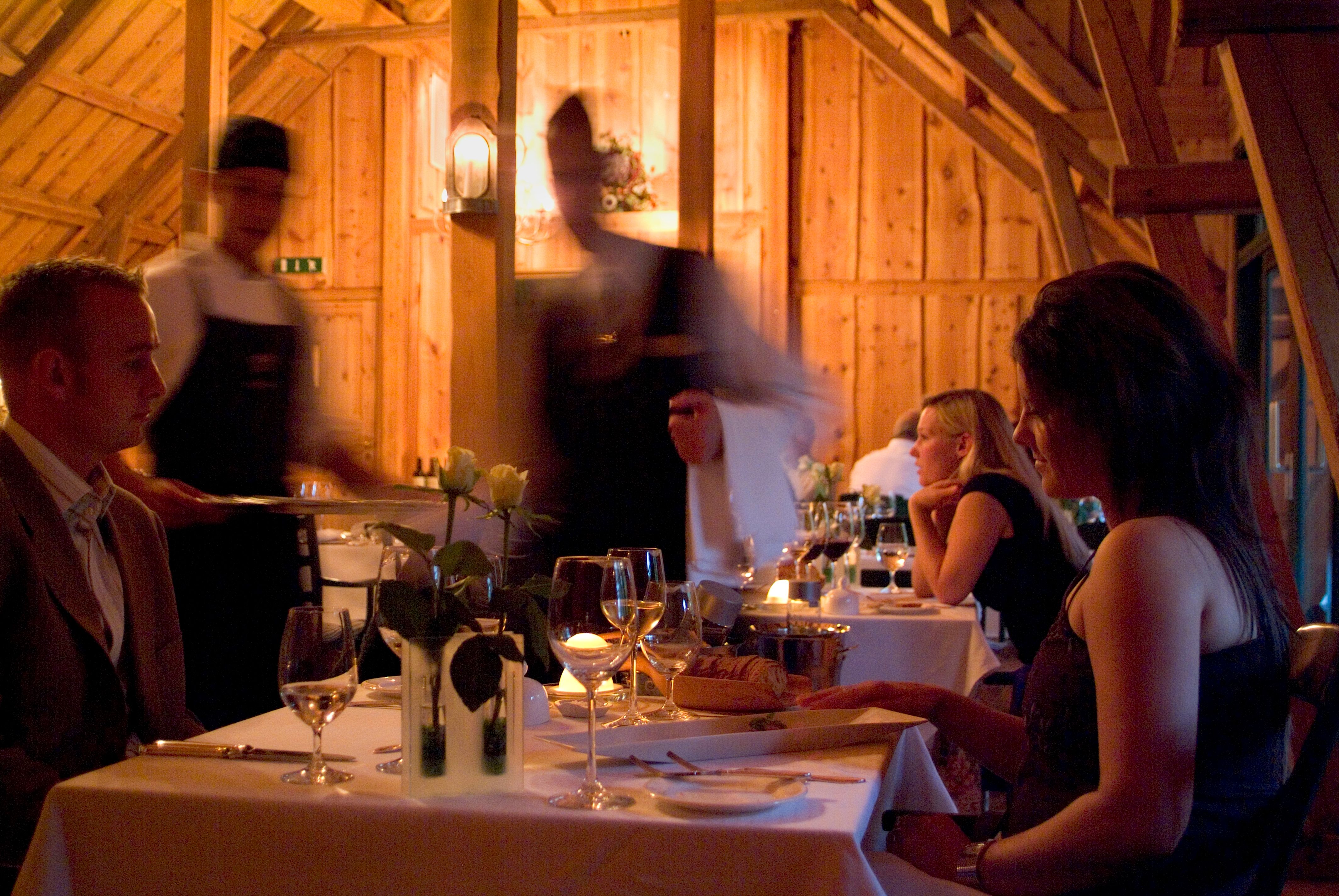 The guests are served at a nicely set table