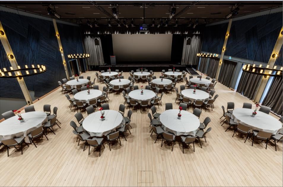 Conference room with round tables