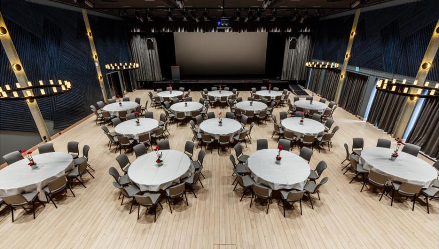 Conference room with round tables