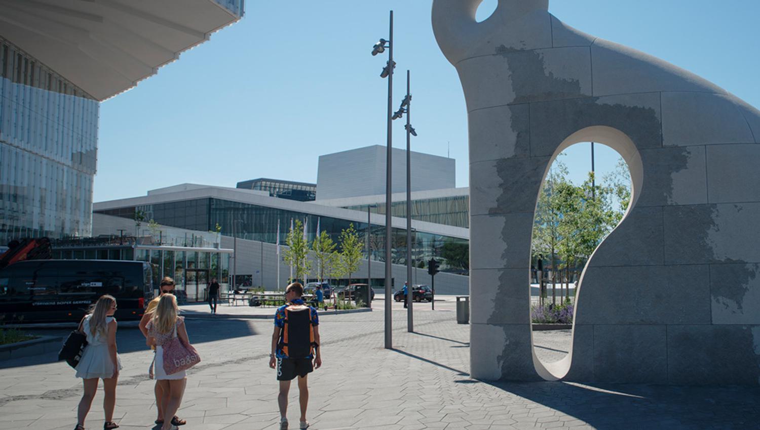 Sculpture outside.