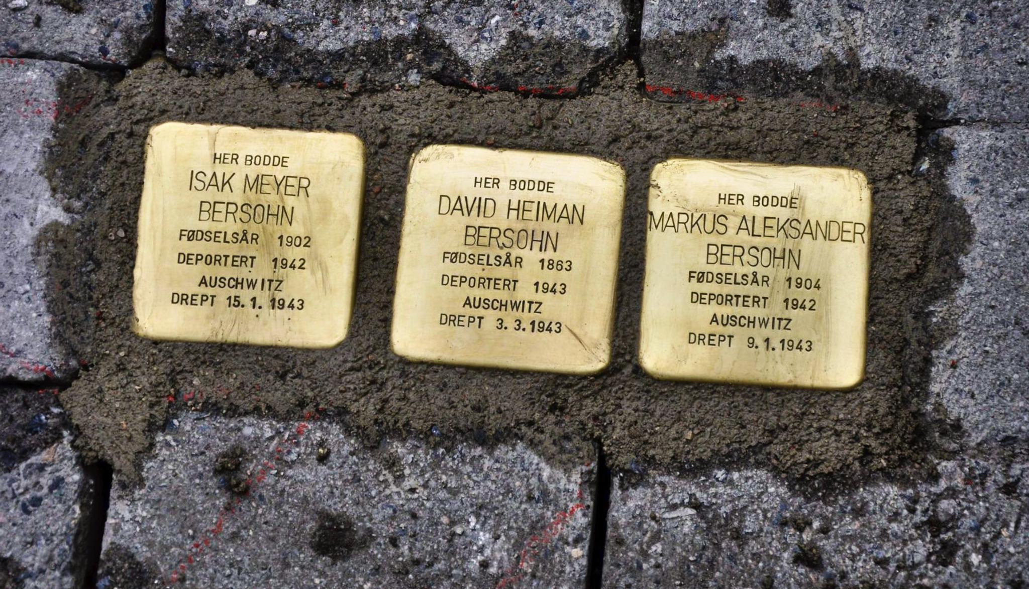 Snublesteinene til minne om familien Bersohn i Jevnaker.