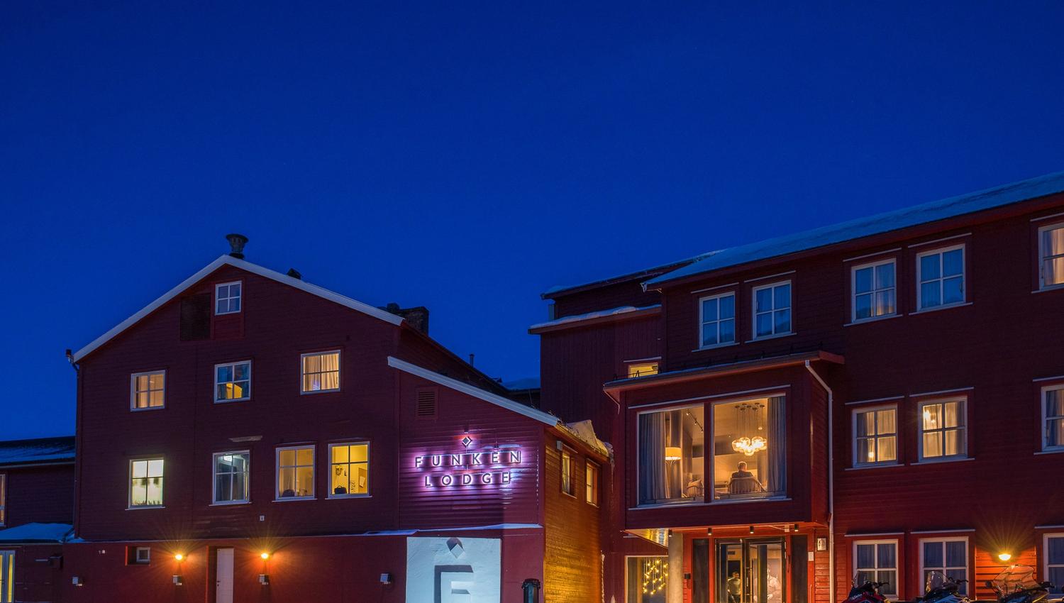 Hotellet Funken Lodge sett fra utsiden