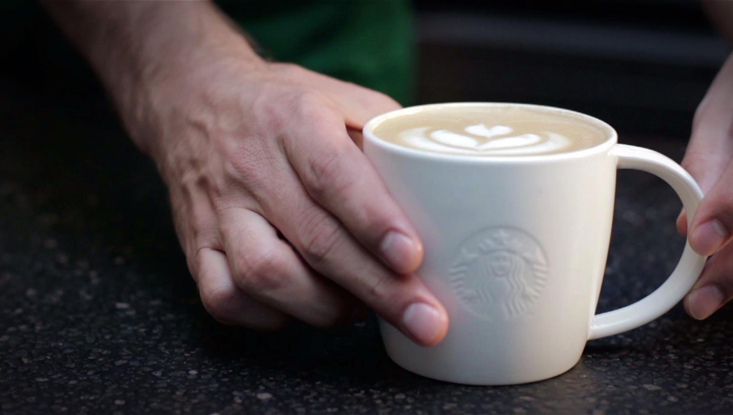Coffee at Starbucks Kjøttbasaren in Bergen city center