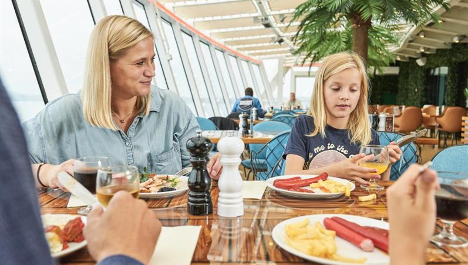 Family eating buffet, Fjord Line