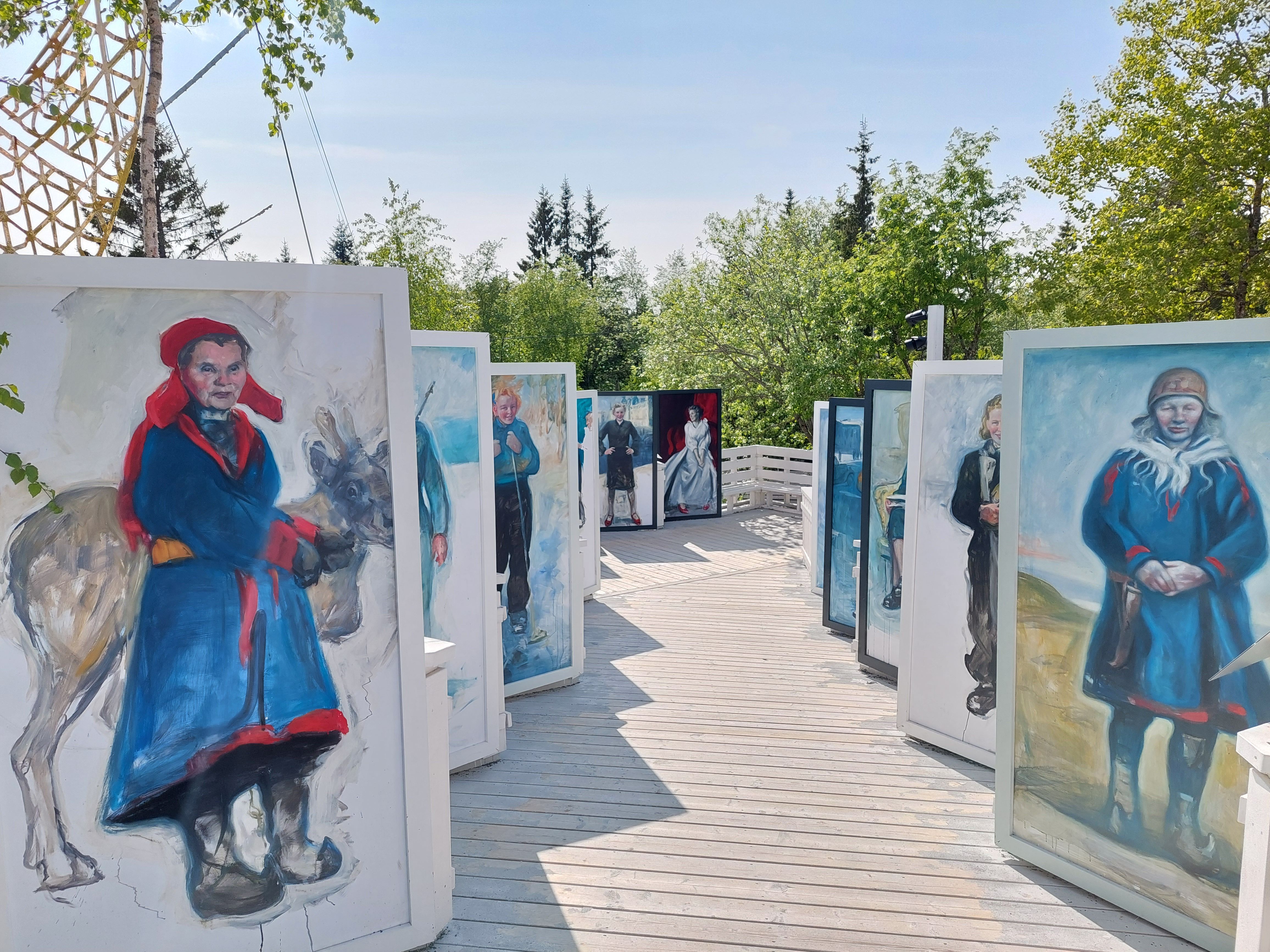 Exhibited paintings outdoors