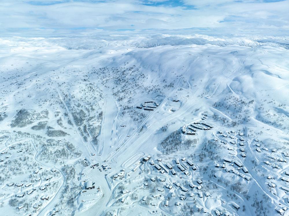 drone image of Haukelifjell ski centre