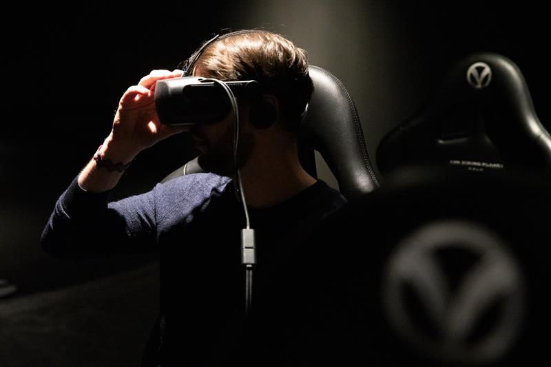 Person wearing a VR headset
