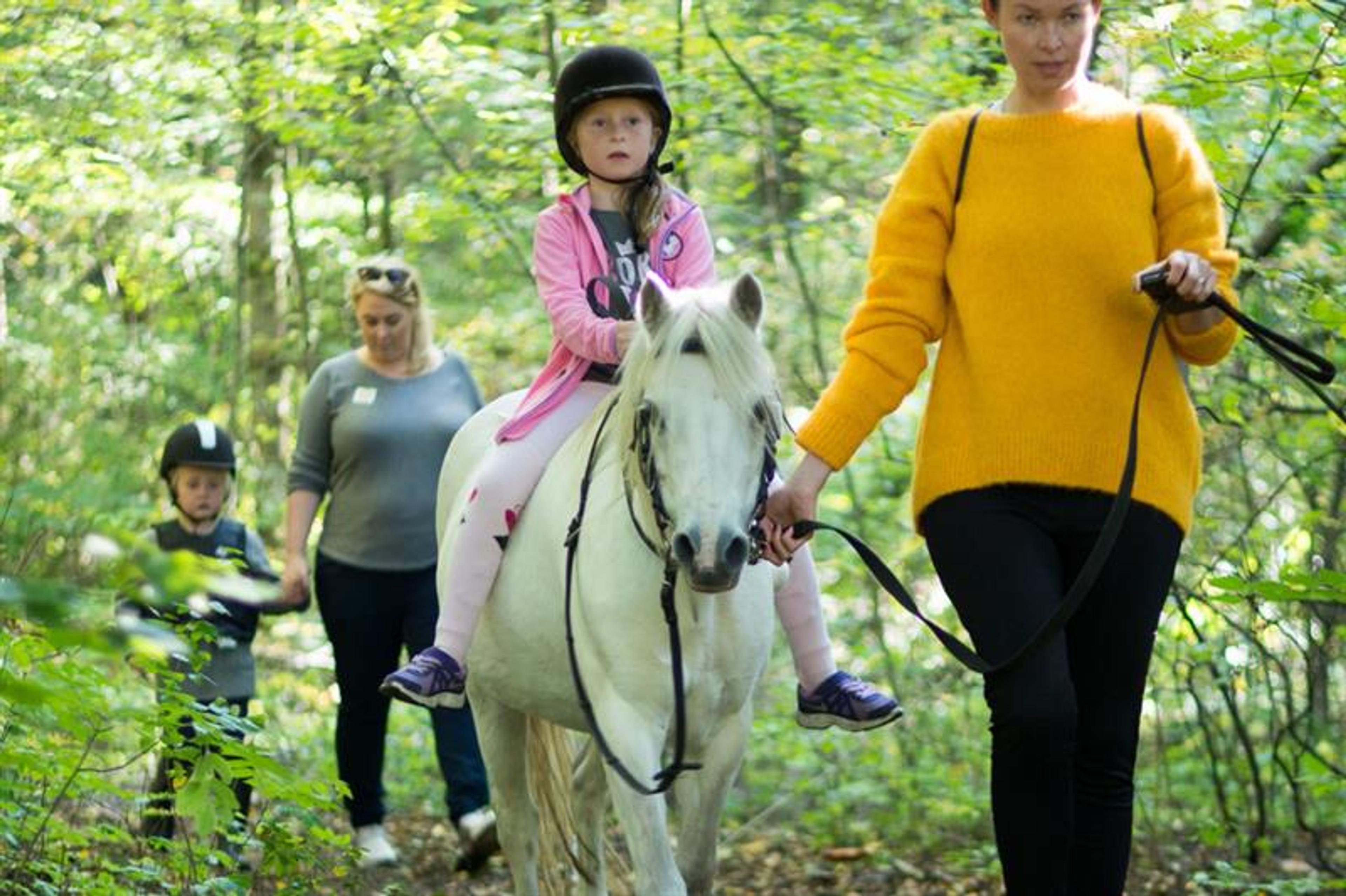 Riding in the woods.
