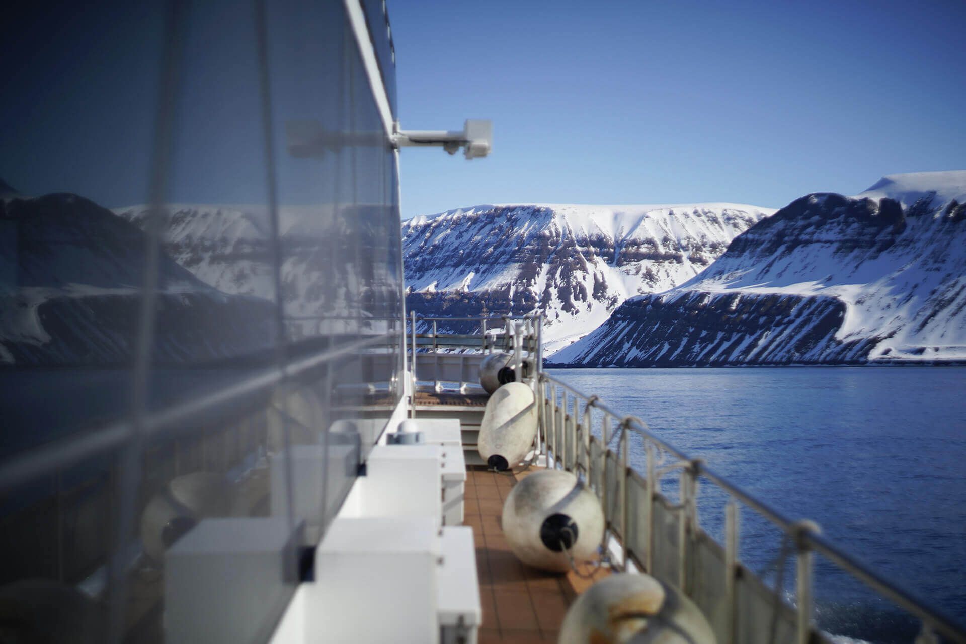 Mountainous landscapes seen from on board a boat (MS Bard)