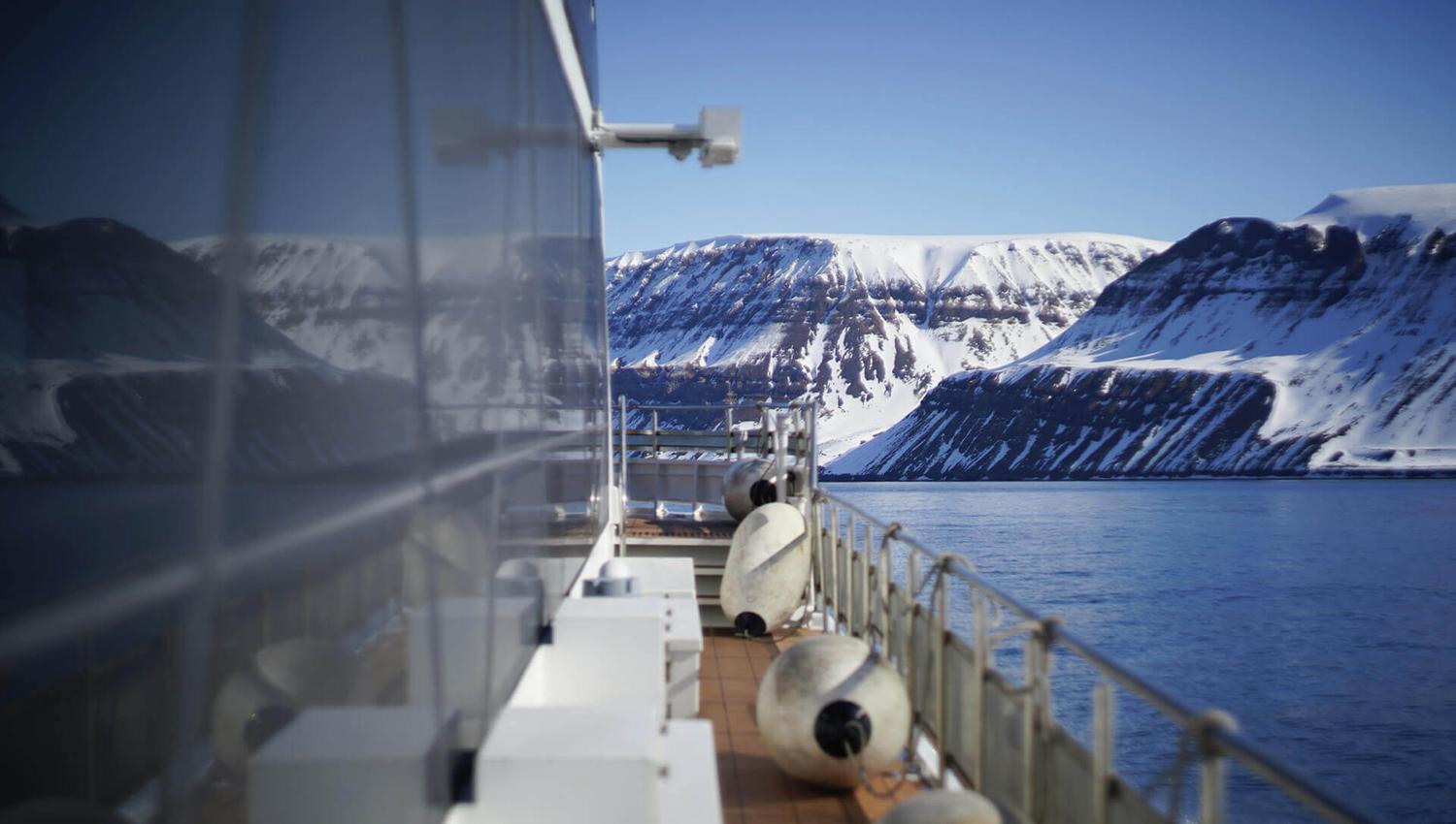 Mountainous landscapes seen from on board a boat (MS Bard)