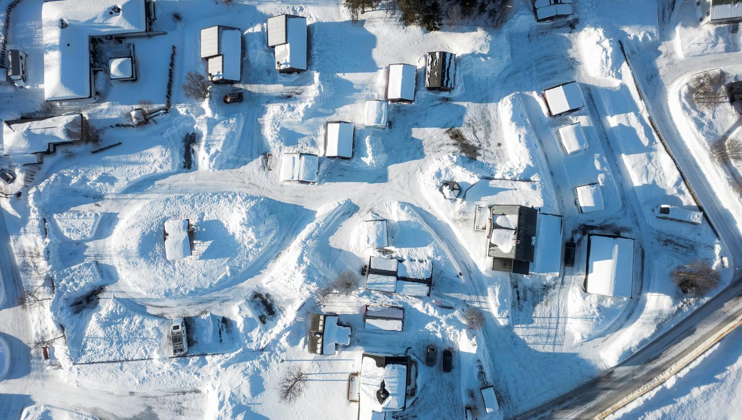 Geilo camping in vinter covered with snow.