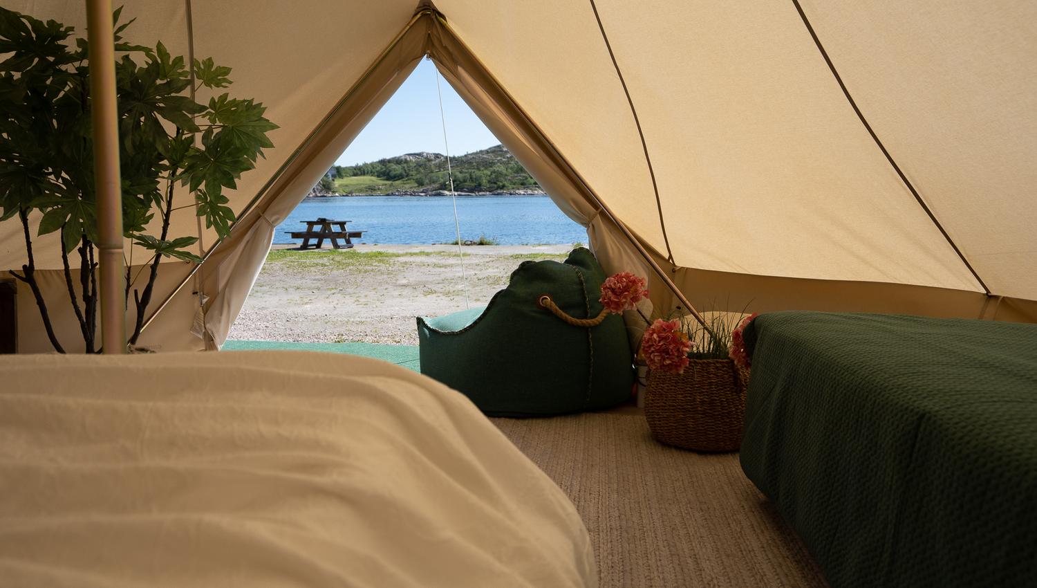 Glamping telt på Drømmebrygga