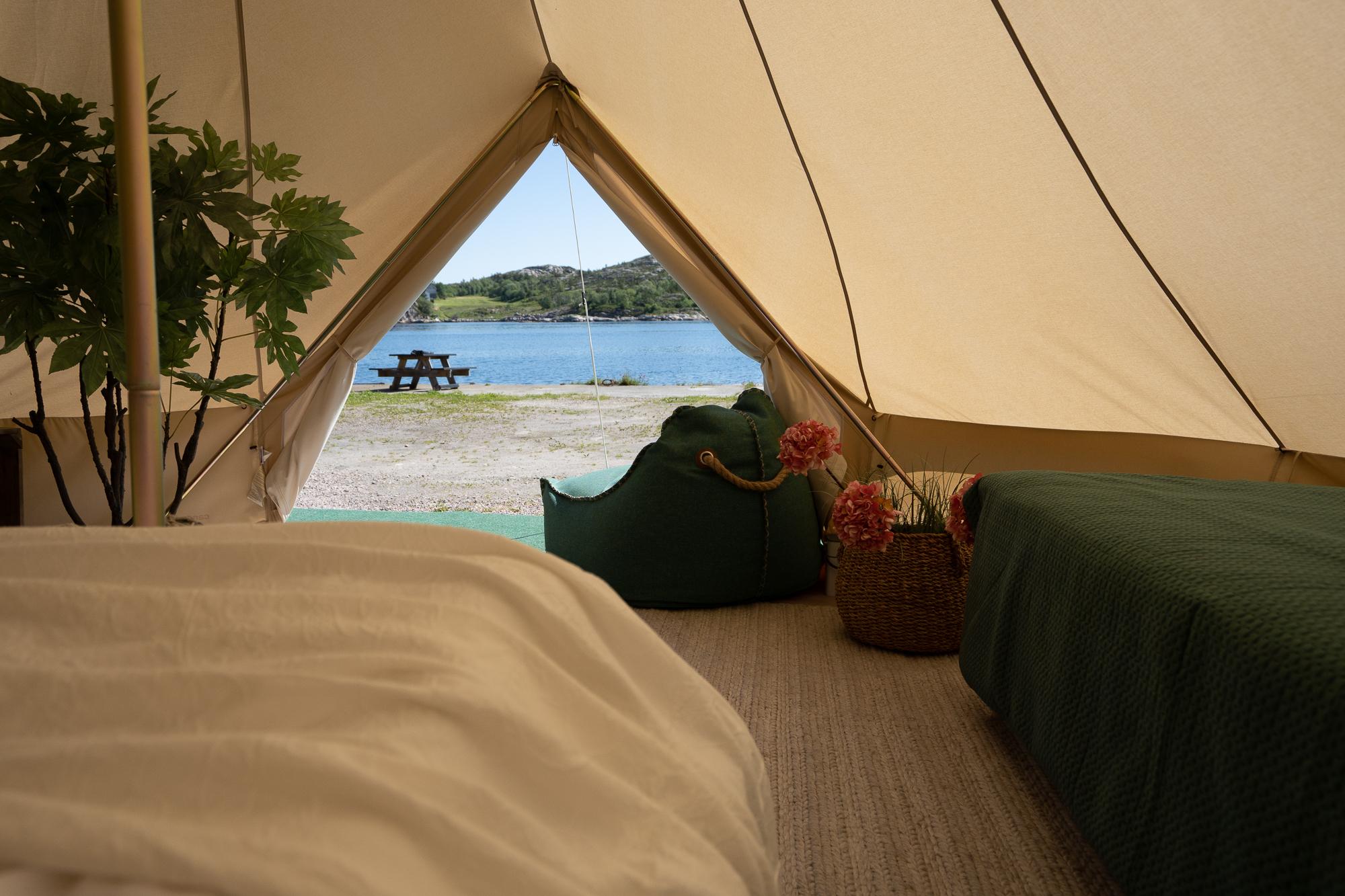 Glamping telt på Drømmebrygga