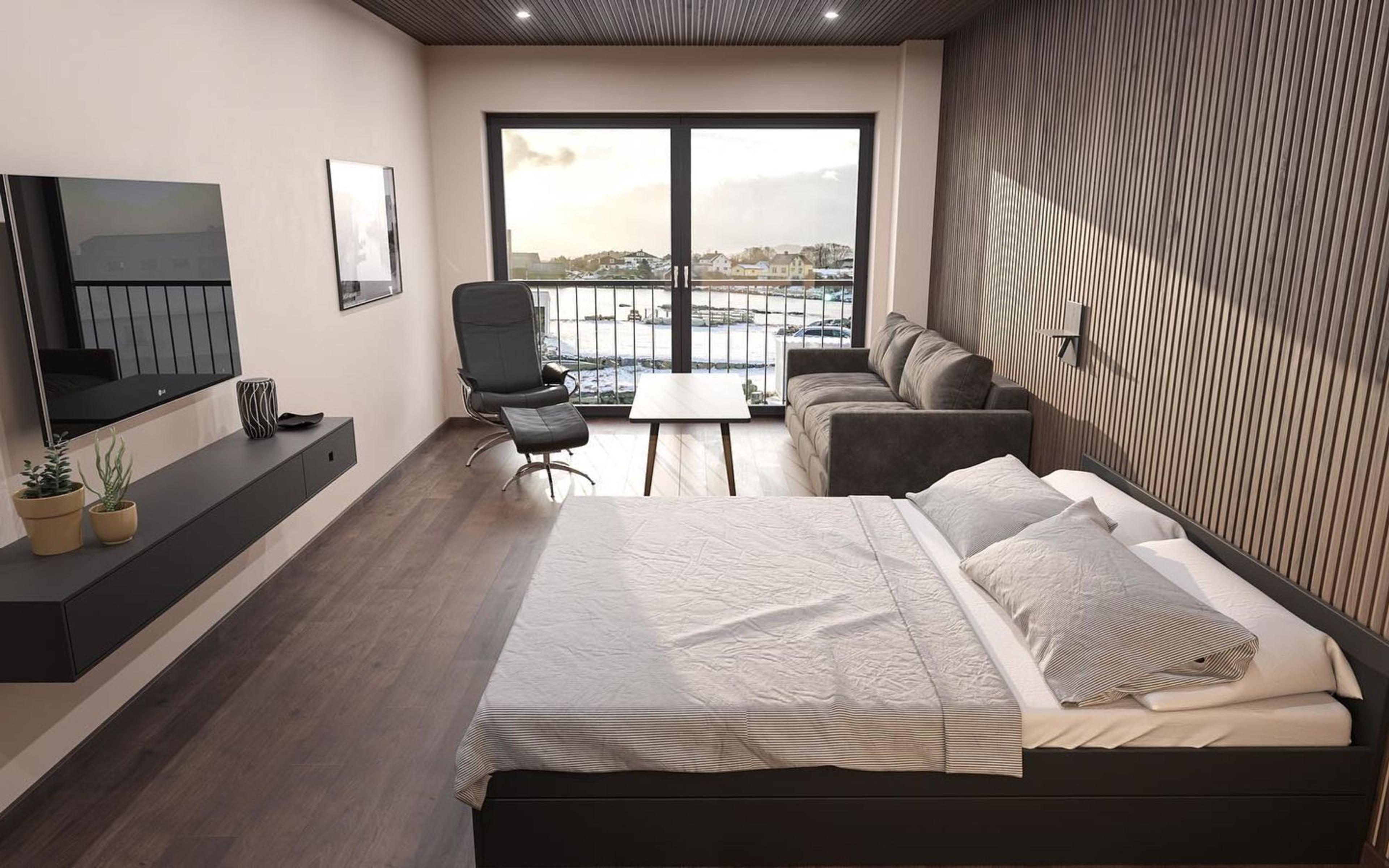 Flotte rom med utsikt.