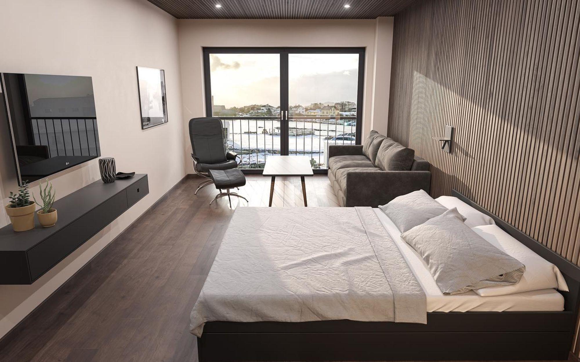 Flotte rom med utsikt.