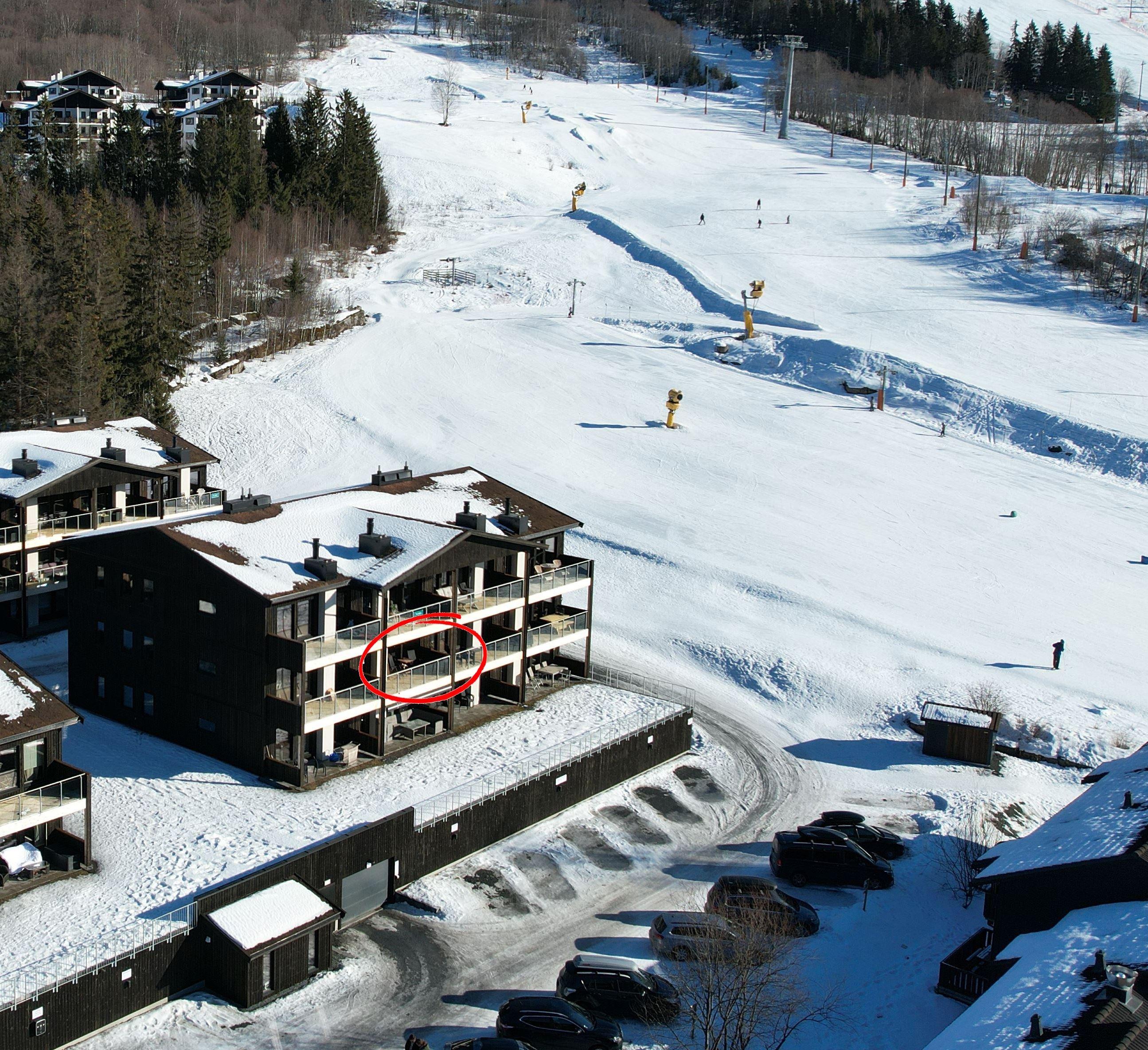 Hafjelltunet direkt an der Skipiste.