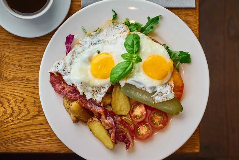 Detalj av egg og bacon