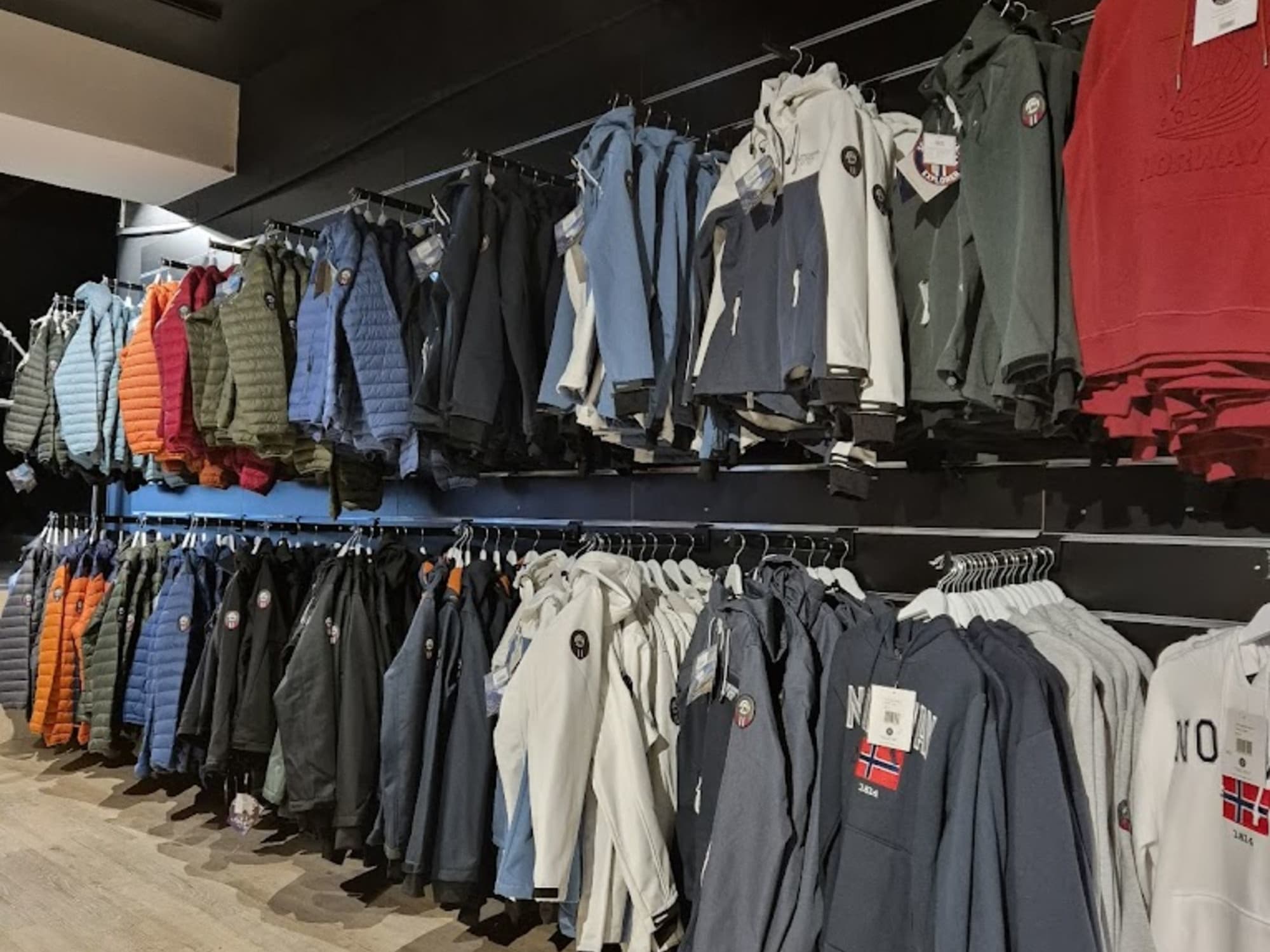 Large selection of down jackets, shell jackets, and more
