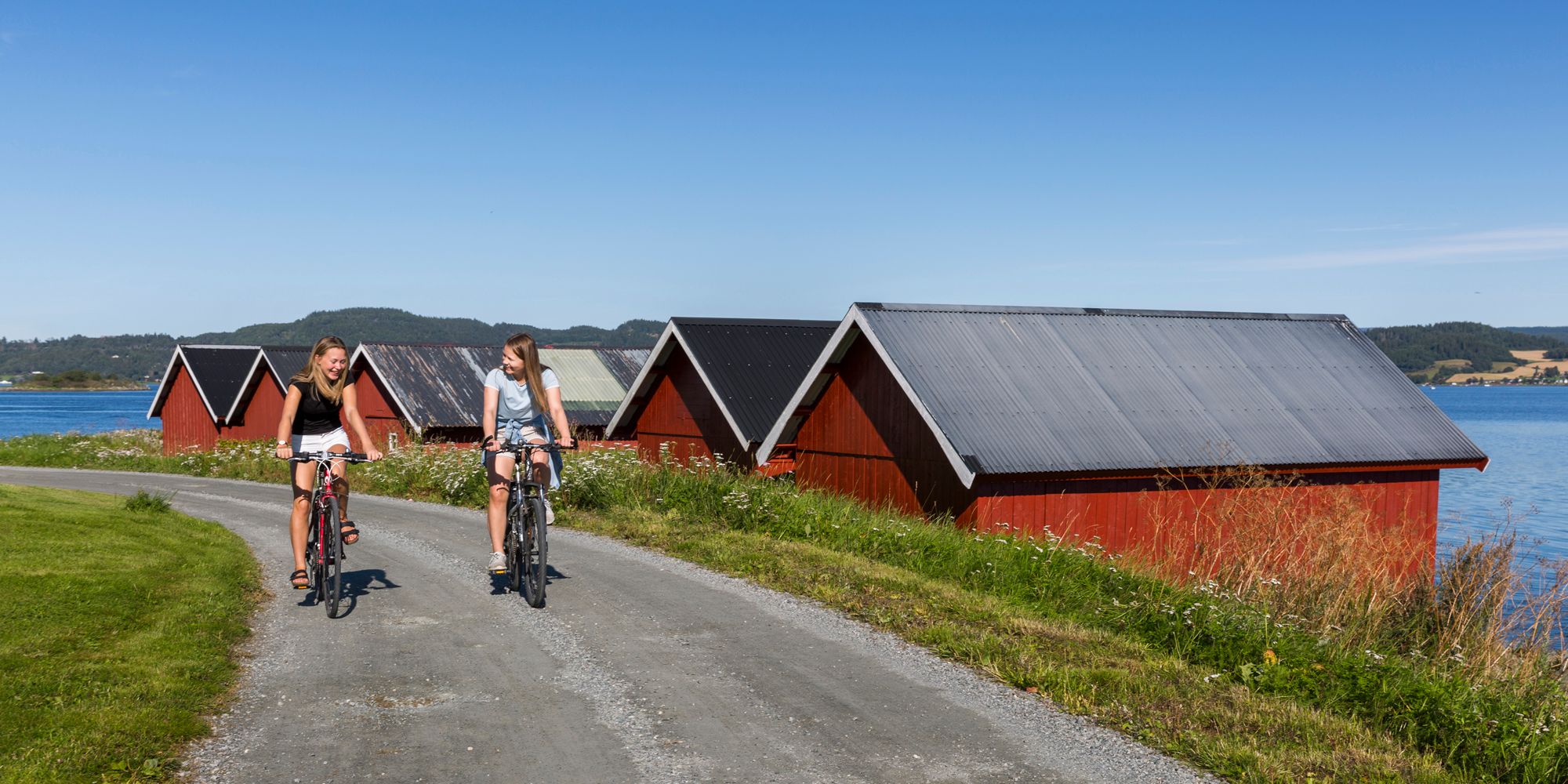 Biking in Straumen at Inderøy, along the Borgenfjorden